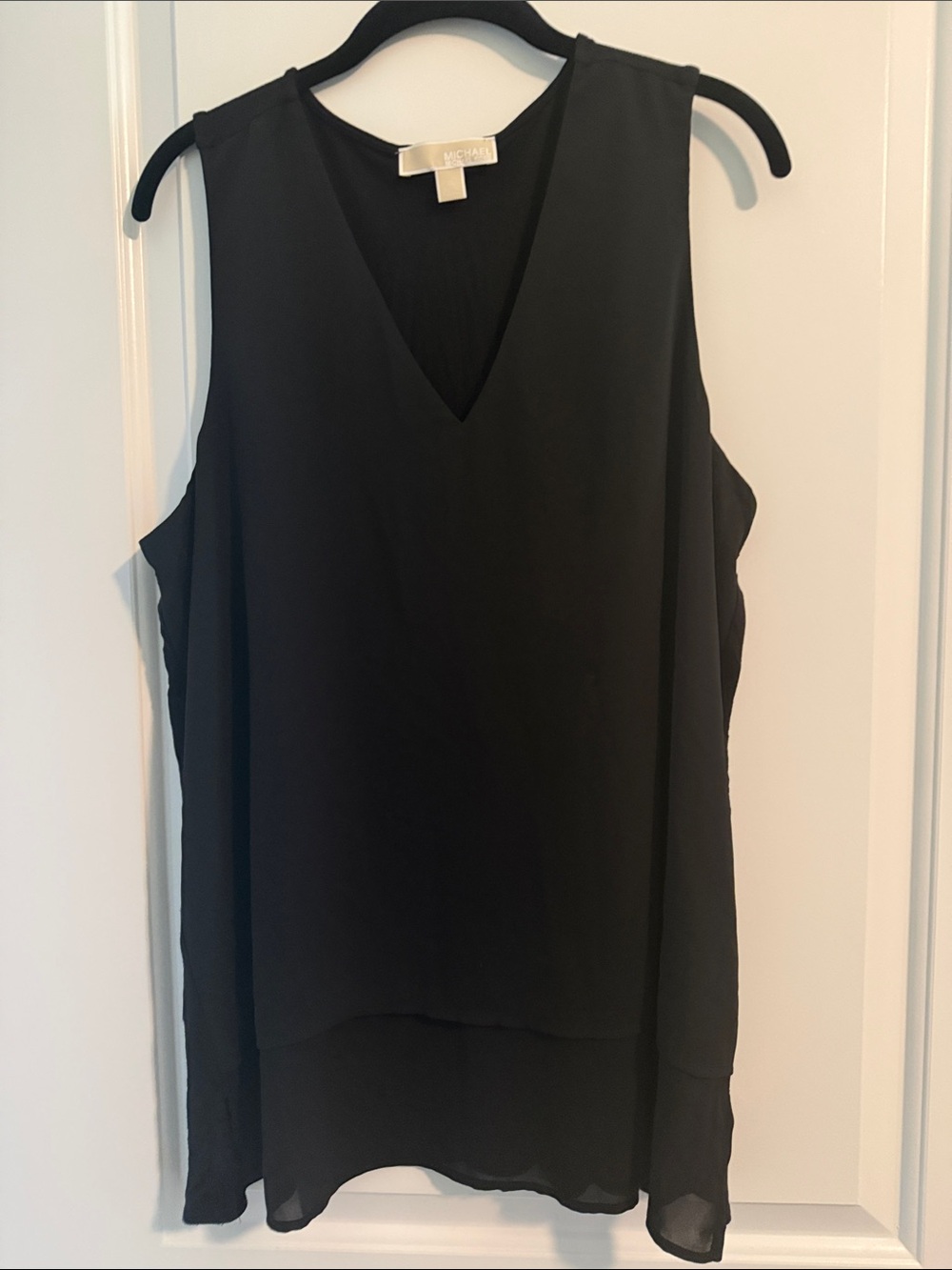 Michael Kors Black V-Neck Layered Chiffon Camisole